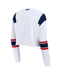 Fanatics Women's White Tennessee Titans Stretch Cropped Fashion Long Sleeve T-Shirt