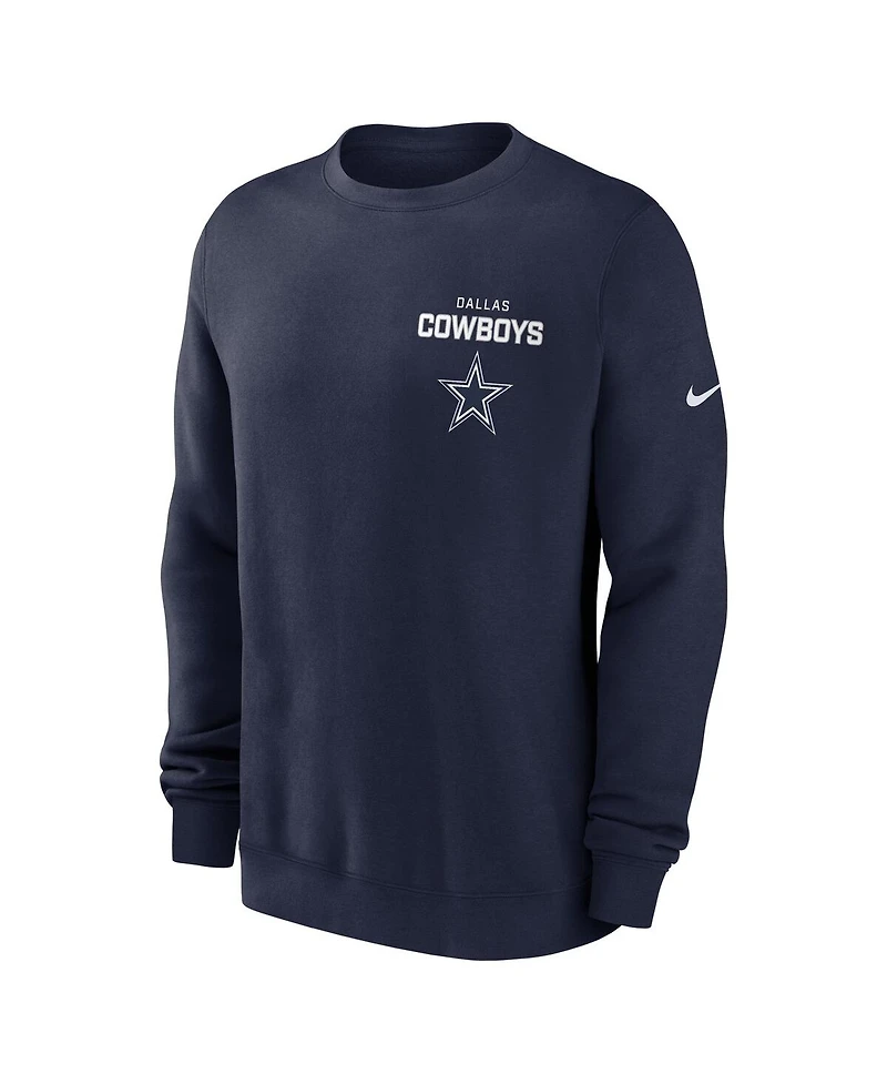Nike Men's Navy Dallas Cowboys Primetime Club Fleece Pullover Sweatshirt