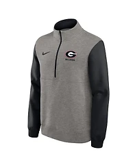 Nike Men's Heather Gray/Black Georgia Bulldogs Club Fleece Half-Zip Pullover Sweatshirt