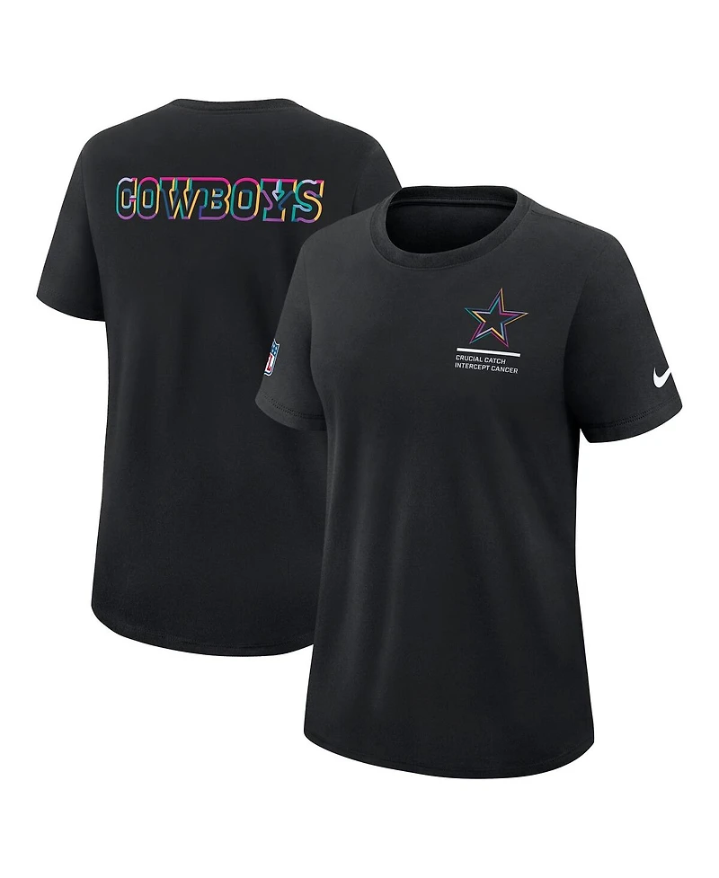 Nike Women's Black Dallas Cowboys 2025 Nfl Crucial Catch Tri-Blend Dri-fit T-Shirt