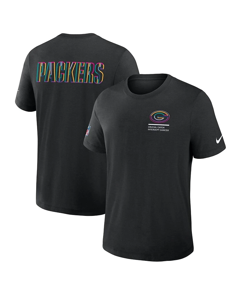 Nike Men's Black Green Bay Packers 2025 Nfl Crucial Catch Tri-Blend Dri-fit T-Shirt