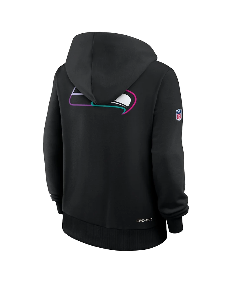 Nike Women's Black Seattle Seahawks 2025 Nfl Crucial Catch Sideline Standard Issue Dri-fit Hoodie