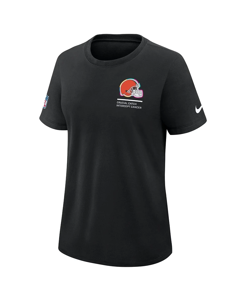 Nike Women's Black Cleveland Browns 2025 Nfl Crucial Catch Tri-Blend Dri-fit T-Shirt