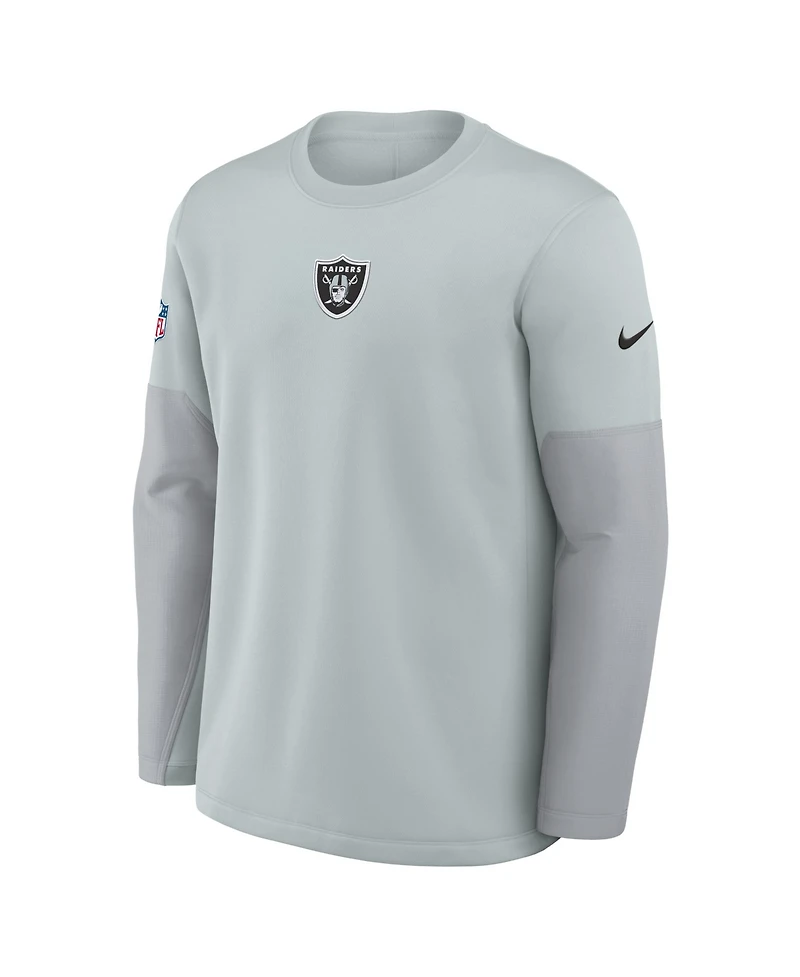Nike Men's Silver Las Vegas Raiders Sideline Scripted to Win Performance Long Sleeve T-Shirt