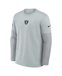 Nike Men's Silver Las Vegas Raiders Sideline Scripted to Win Performance Long Sleeve T-Shirt
