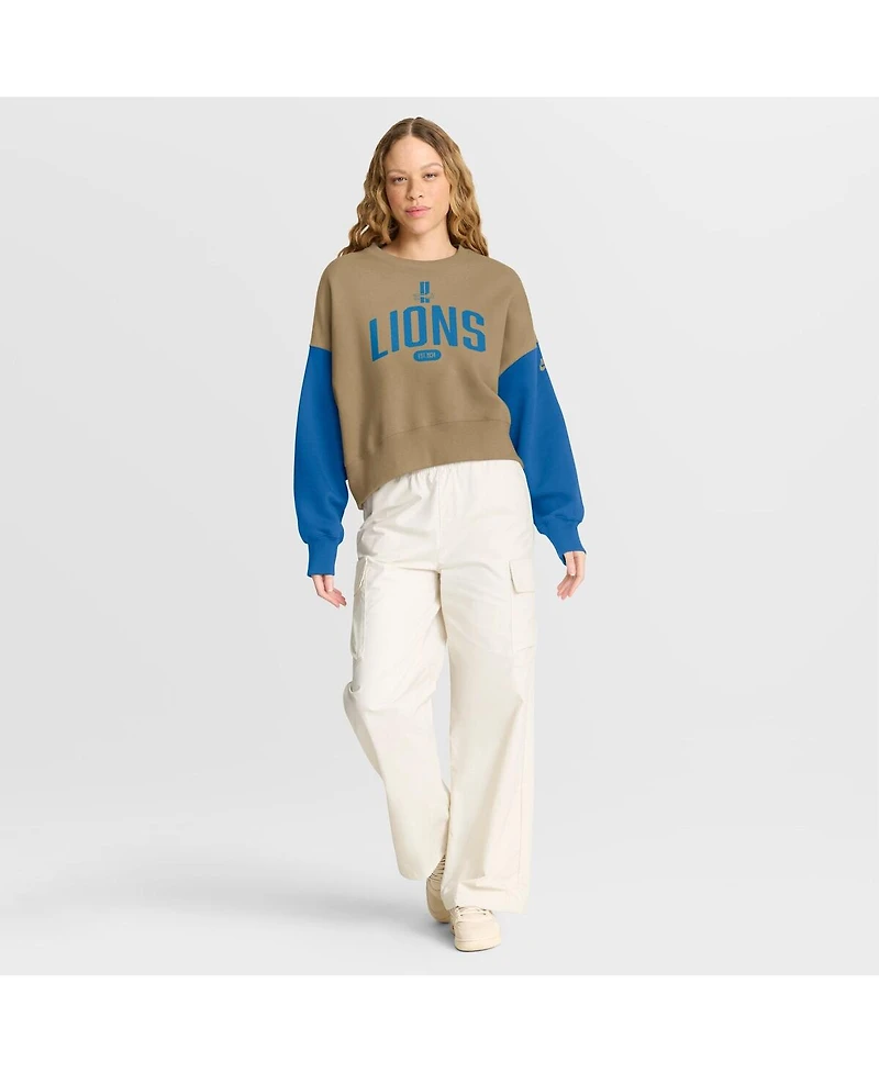 Nike Women's Tan Detroit Lions Oversized Rewind Pullover Sweatshirt