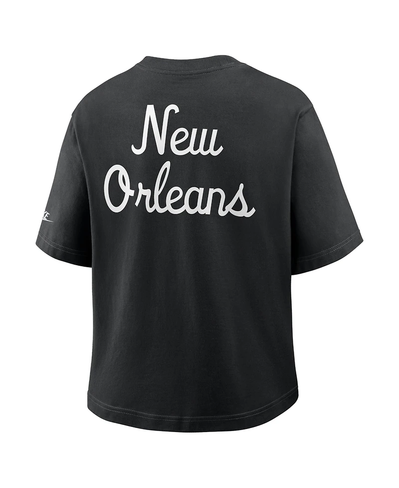 Nike Women's Black New Orleans Saints Rewind Pocket Boxy T-Shirt