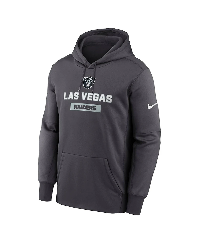 Nike Men's Anthracite Las Vegas Raiders Toss Sweep Performance Pullover Hoodie