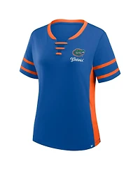 Fanatics Women's Royal/Orange Florida Gators Be Fearless Athena Lace-Up T-Shirt