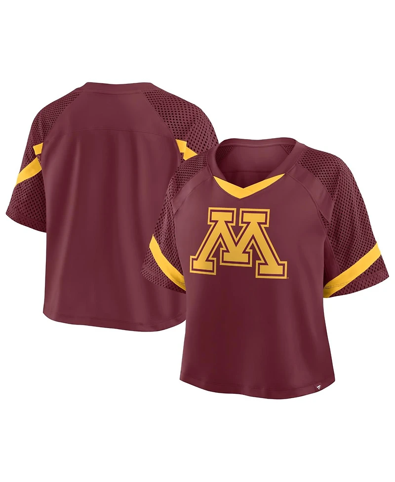 Fanatics Women's Maroon Minnesota Golden Gophers Oversized Raglan V-Neck Fashion Jersey