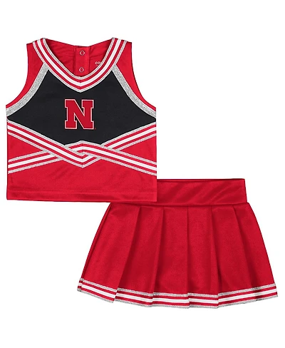Colosseum Girls Toddler 2-Piece Scarlet Nebraska Huskers Lollipop Park Cheer Set