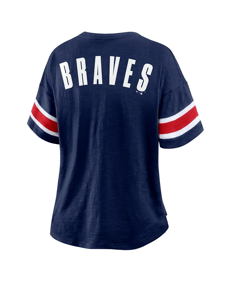 Fanatics Women's Navy Atlanta Braves Curl Route T-Shirt