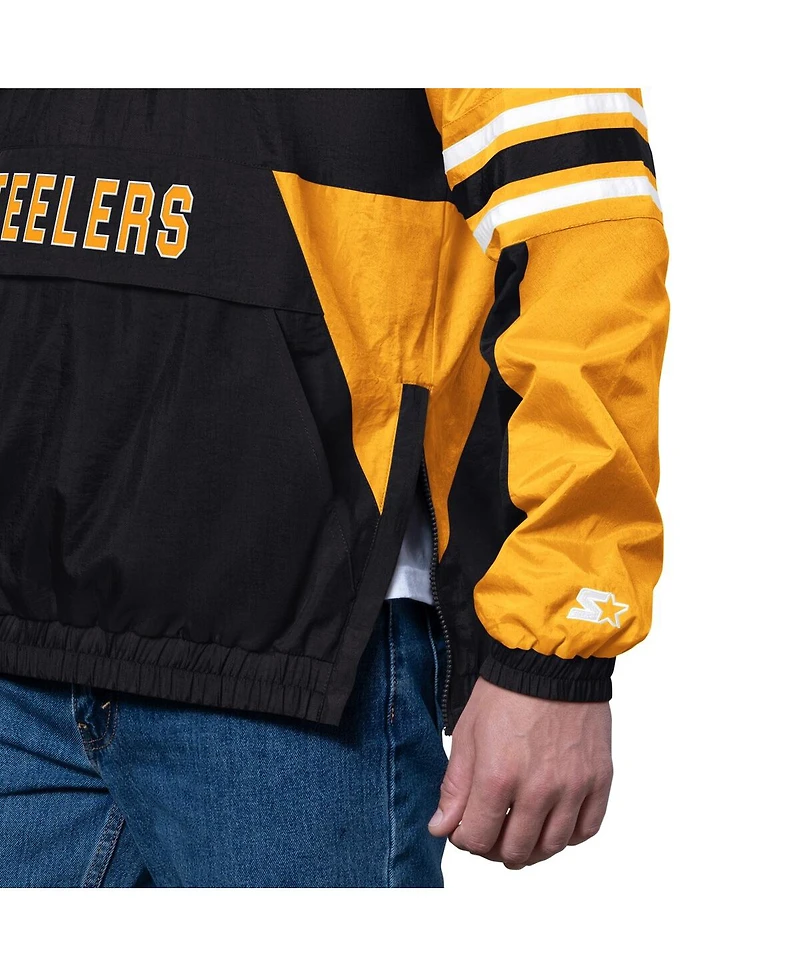 Starter Men's Black Pittsburgh Steelers Prospect Half-Zip Pullover Sweatshirt