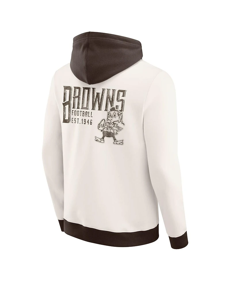 Darius Rucker Collection by Fanatics Men's Cream Cleveland Browns Distressed Graphics Full-Zip Hoodie