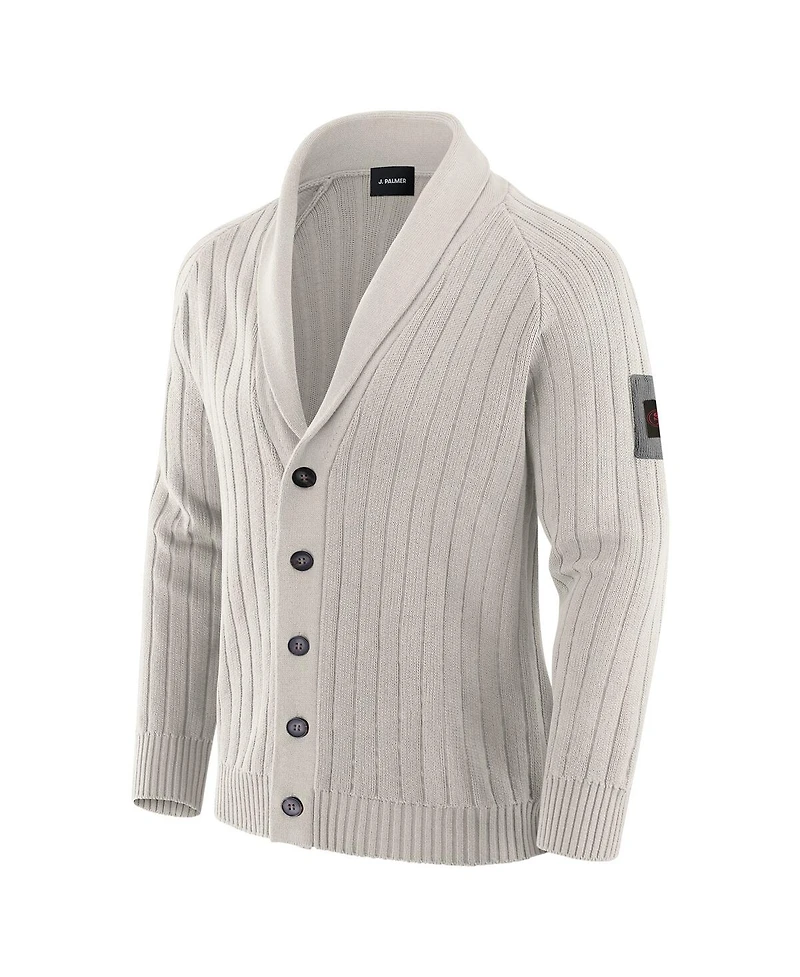 J. Palmer Men's Gray San Francisco 49ers The Playmaker Cardigan Raglan Sweater