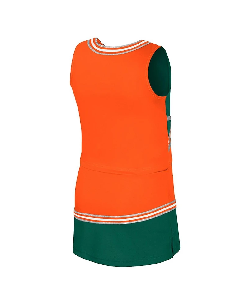 Colosseum Big Girls 2-Piece Orange Miami Hurricanes Lollipop Park Cheer Set