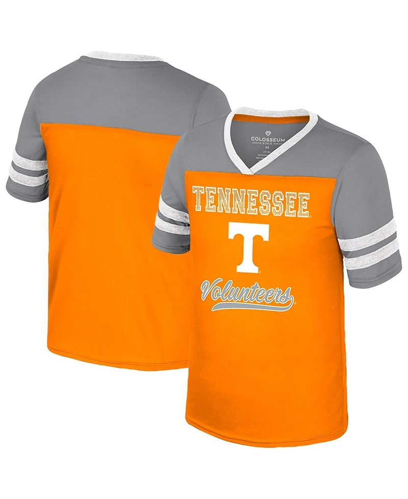 Colosseum Big Girls Tennessee Orange Tennessee Volunteers Princess Bubblegum Bling T-Shirt