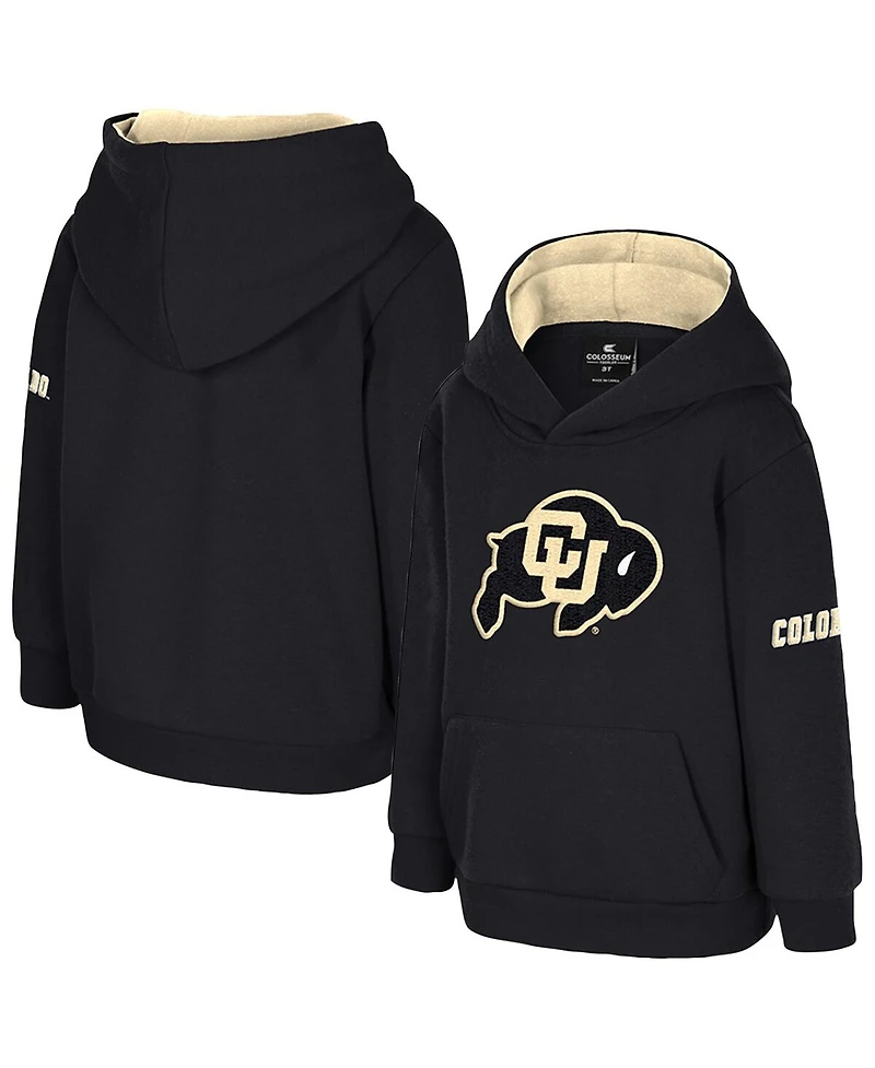 Colosseum Toddler Black Colorado Buffaloes Big Logo Volume Fleece Pullover Hoodie
