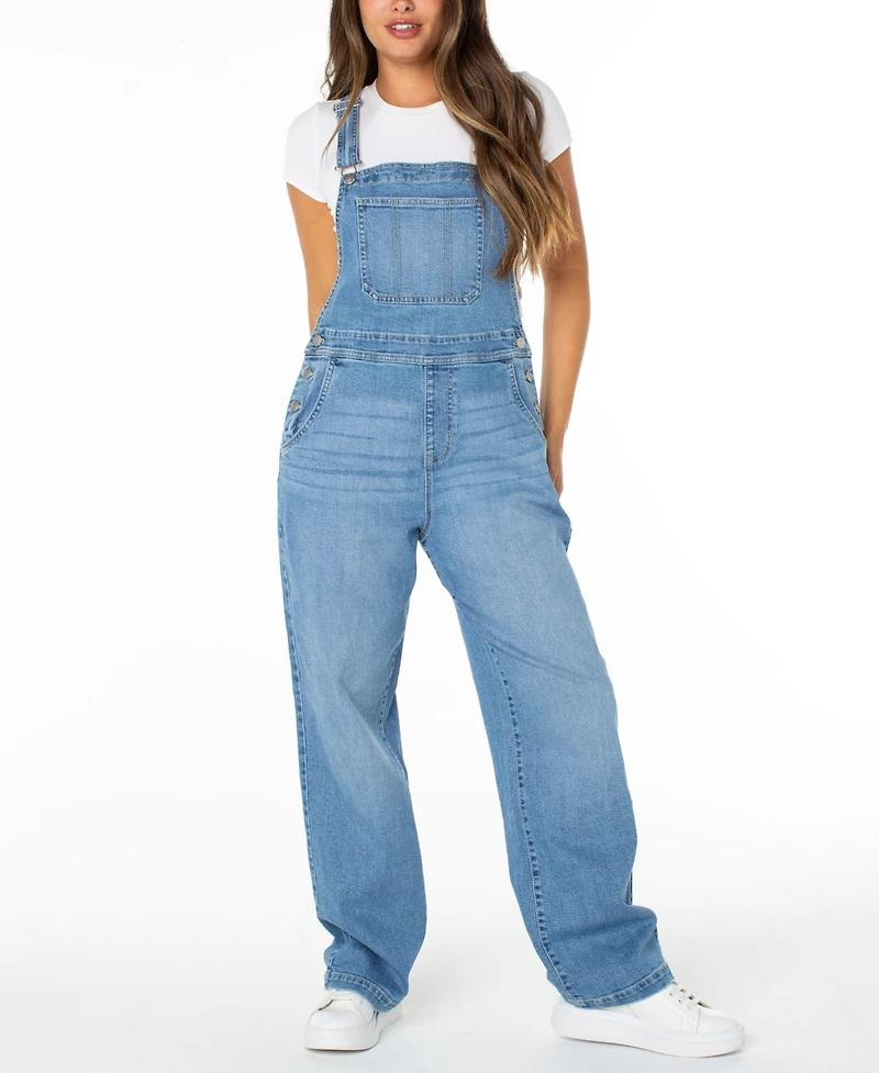 Celebrity Pink Juniors' Straight-Leg Denim Overalls