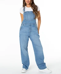 Celebrity Pink Juniors' Straight-Leg Denim Overalls