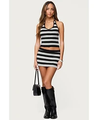 Edikted Women's Kezia Striped Knit Halter Top