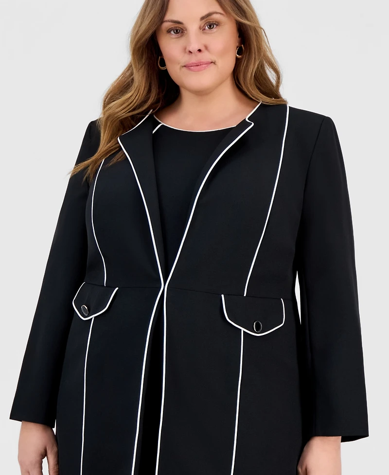 Kasper Plus Stretch Crepe Corded Topper Jacket
