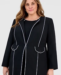 Kasper Plus Stretch Crepe Corded Topper Jacket
