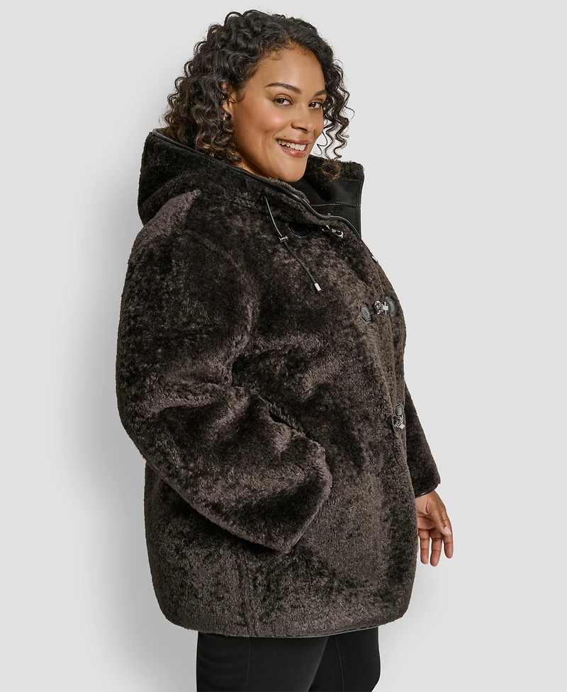 Dkny Plus Hooded Toggle Coat