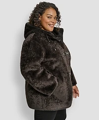Dkny Plus Hooded Toggle Coat