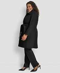 Dkny Plus Belted Zip-Up Wool Coat