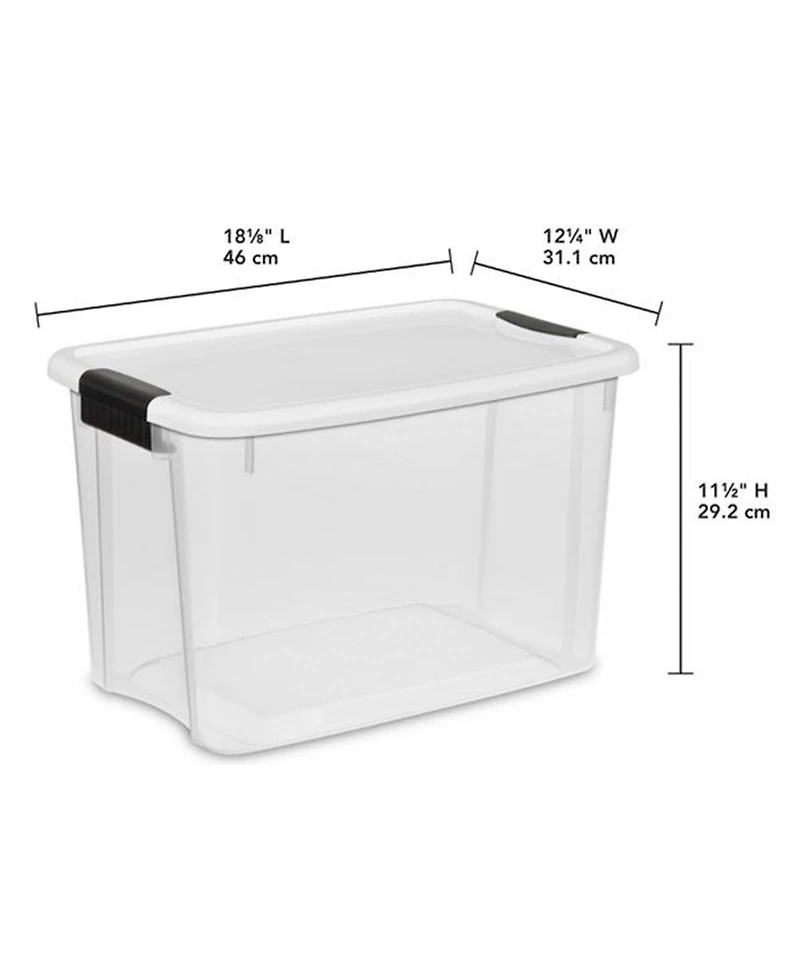 Sterilite 30 Qt Clear Plastic Stackable Storage Bin w/ Latch Lid, White (6 Pack)