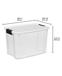 Sterilite 30 Qt Clear Plastic Stackable Storage Bin w/ Latch Lid, White (6 Pack)