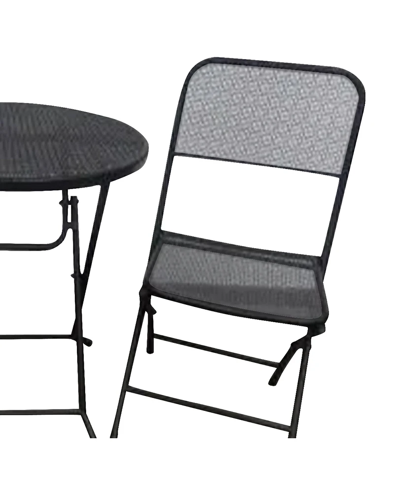 Four Seasons Courtyard Padova Foldable 3 Piece Steel Bistro Dining Set, Black