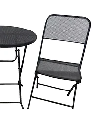 Four Seasons Courtyard Padova Foldable 3 Piece Steel Bistro Dining Set, Black