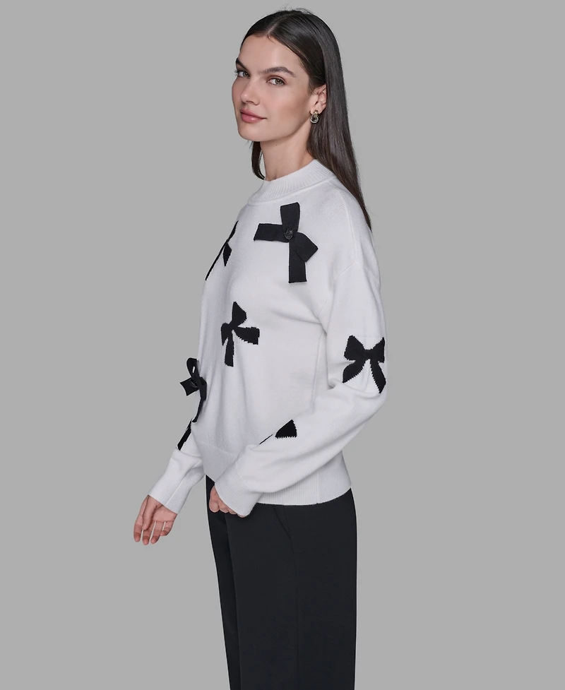 Karl Lagerfeld Paris Women's All-Over Bow Sweater