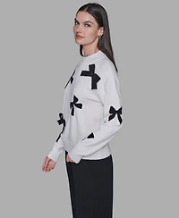 Karl Lagerfeld Paris Women's All-Over Bow Sweater