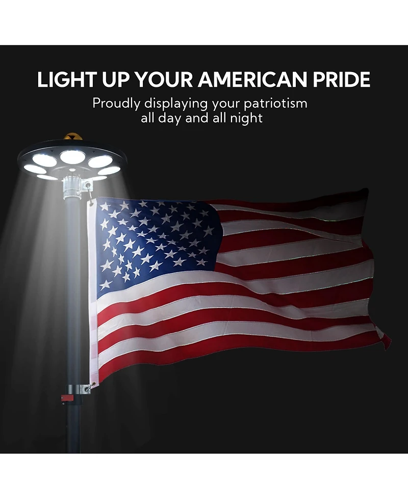 Yescom Solar Flag Pole Light 136 Led 2600mAh Bright White 7000K for 15 to 30 Ft Poles