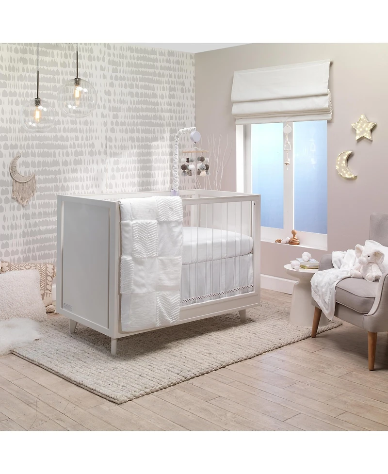 Lambs & Ivy Baby Signature White Luxury Textured Patchwork Crib/Toddler Quilt