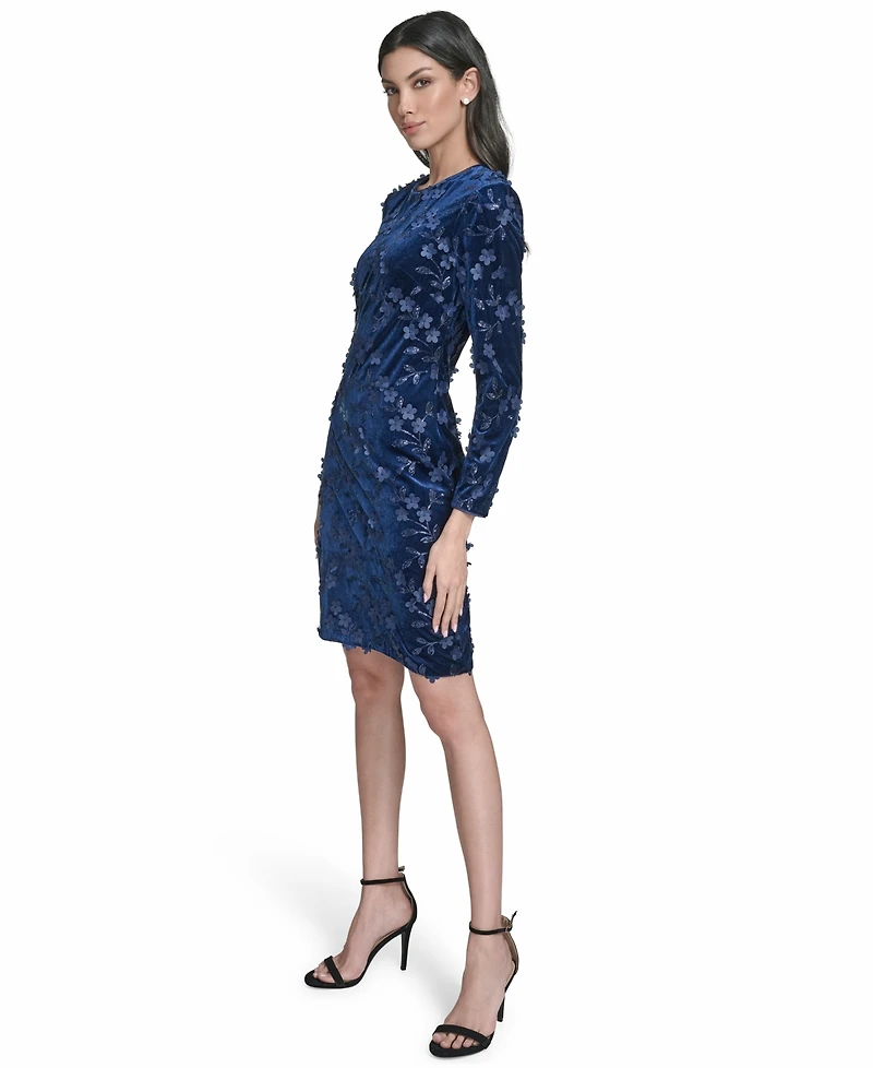 Eliza J Petite Jewel Neck Long Sleeve Cocktail Dress