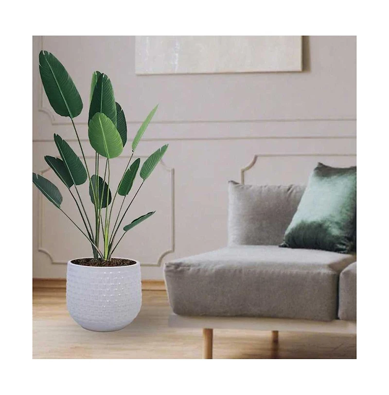 Chic Crate 3 Piece Ceramic Flowerpot Set with Drainage Modern Planters for Patio, Garden & Indoor Windowsills