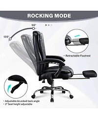 Massage Office Chair with Heat and 6 Vibration Points,Executive Office Chair with Foot Rest and Padded Armrests