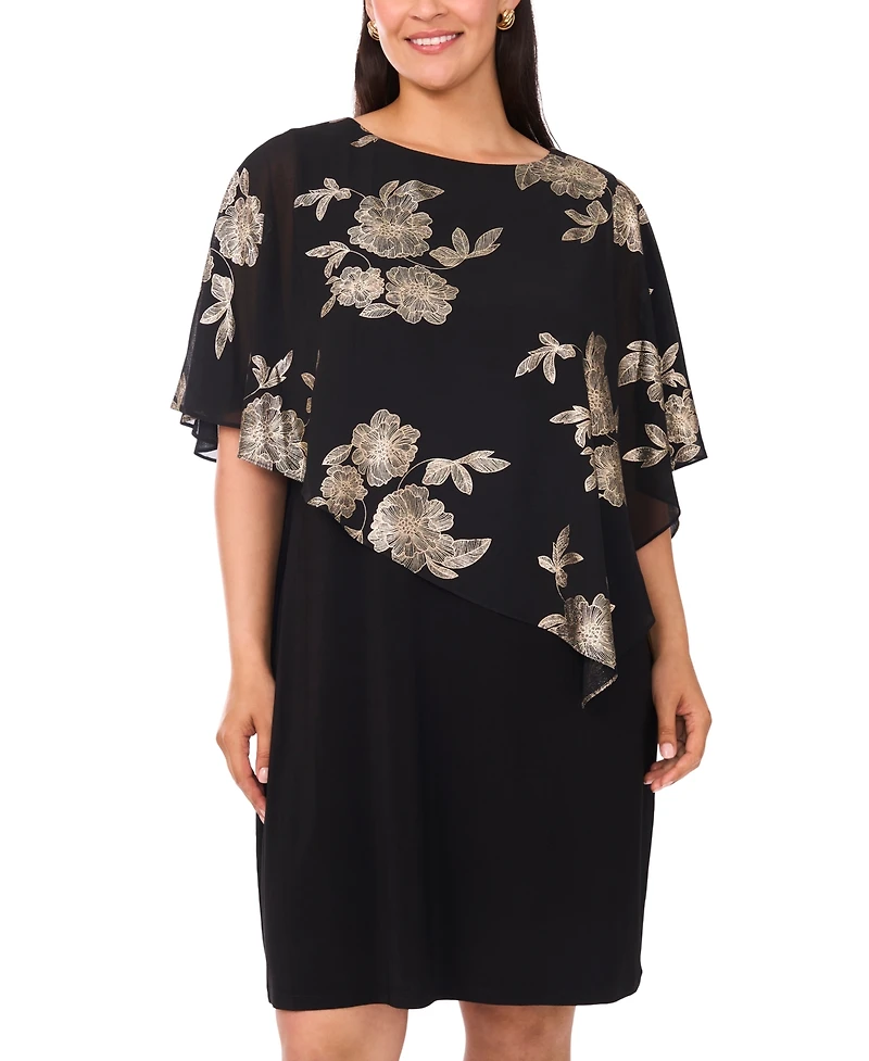 Msk Plus Round Neck Overlay Dress