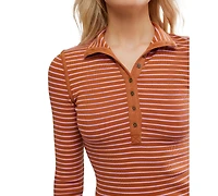 Free People Women's Lake Henley Striped Top