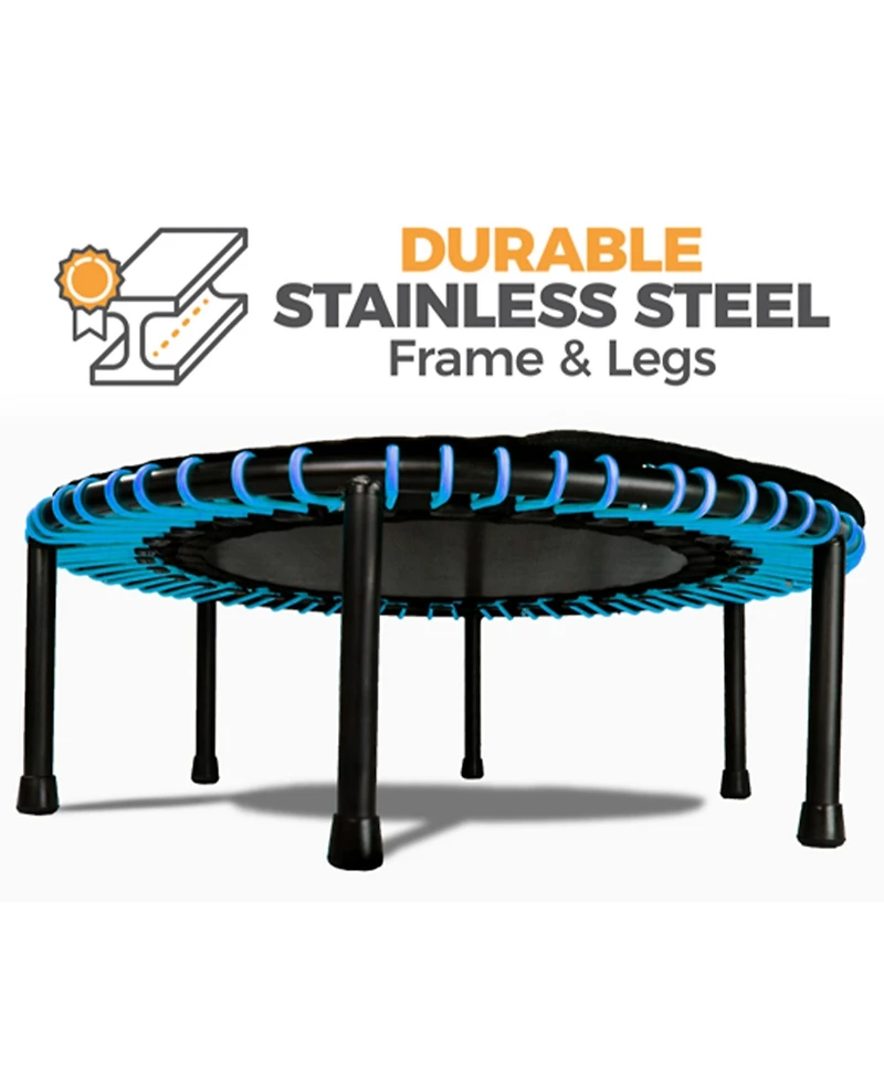 Leaps & Rebounds 40" Adjustable Stability Bar with 40" Fitness Trampoline, Blue