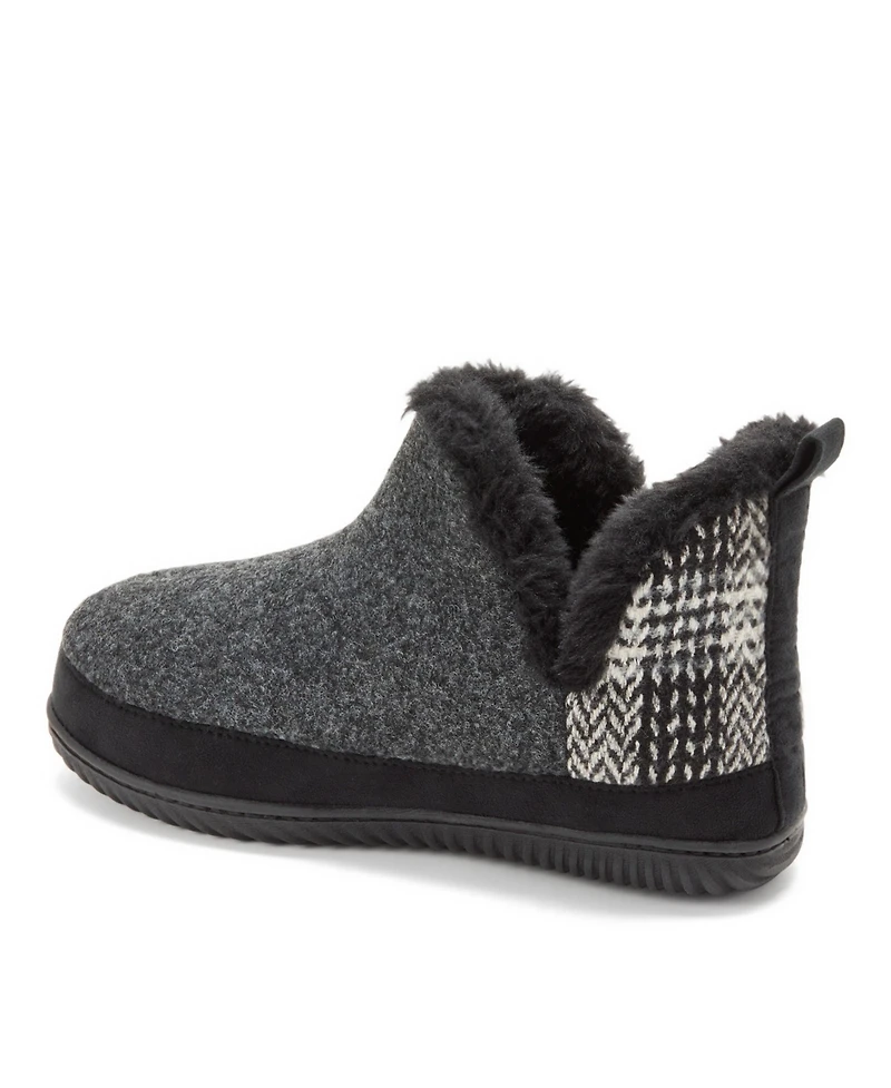 Dearfoams Women's Felted and Plaid Boot Slipper