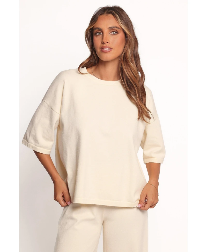 Petal and Pup Women's Ash Knitted T-Shirt - White