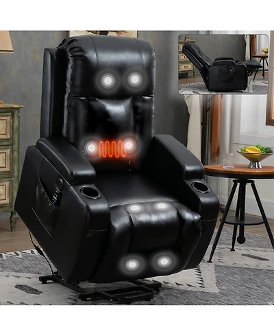 Clihome Infinite Position Up to 350 Lbs Power Lift Recliner Chair for Elderly Heavy Duty Motion Mechanism with 8 Point Vibration Massage and Lumbar He