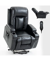 Clihome Infinite Position Up to 350 Lbs Power Lift Recliner Chair for Elderly Heavy Duty Motion Mechanism with 8 Point Vibration Massage and Lumbar He