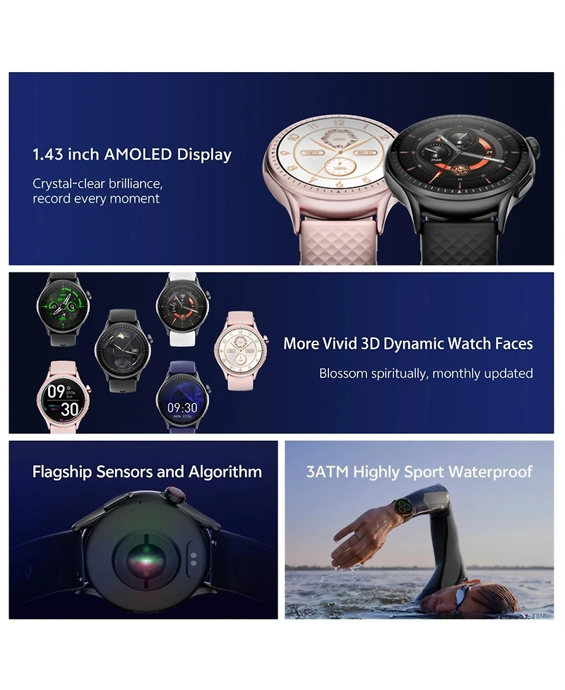 Sugift Smart Watch with 1.67" Amoled Display, Bluetooth Calling, Wellness Tracking, 100+ Sports Modes, Bonus Leather Strap Included