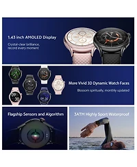 Sugift Smart Watch with 1.67" Amoled Display, Bluetooth Calling, Wellness Tracking, 100+ Sports Modes, Bonus Leather Strap Included